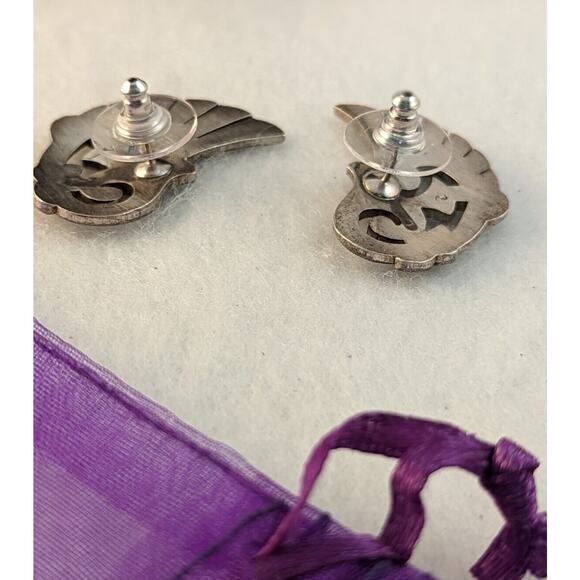 Marcasite earrings Posts Couple of Stones Missing see photos Art Deco - Picture 4 of 10